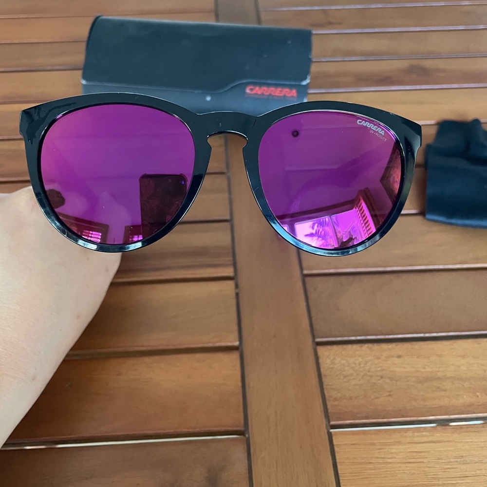 Carrera Sunglasses with Black Frame and Purple Lenses